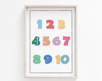 Numbers Print, Nursery Prints, Nursery Wall Art, Unisex Nursery Print, Numbers Poster, Nursery Art, Nursery, Wall Art Prints, Kids Art