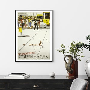 Cartel de Copenhague, Impresión de Copenhague, Impresiones de arte de pared, Cartel de viaje vintage, Impresión de viaje, Copenhague, Arte de pared, Cartel de viaje, Arte, Impresiones imagen 3