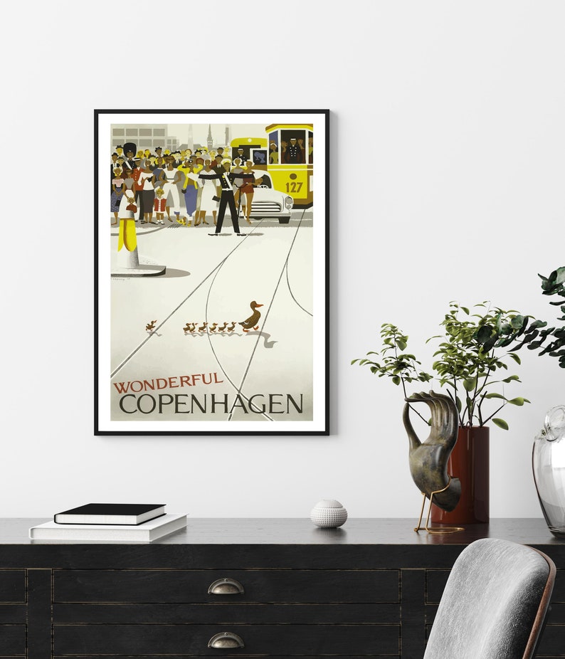 Cartel de Copenhague, Impresión de Copenhague, Impresiones de arte de pared, Cartel de viaje vintage, Impresión de viaje, Copenhague, Arte de pared, Cartel de viaje, Arte, Impresiones imagen 3