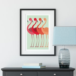 Wall Art Print, Flamingo Print, Flamingo Wall Art, Minimalist Print, Minimalist Art, Scandinavian Print, Wall Art, Flamingo Poster, Prints image 3