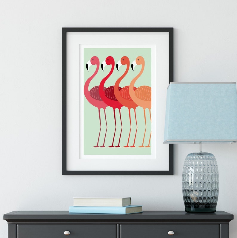 Wall Art Print, Flamingo Print, Flamingo Wall Art, Minimalist Print, Minimalist Art, Scandinavian Print, Wall Art, Flamingo Poster, Prints image 3