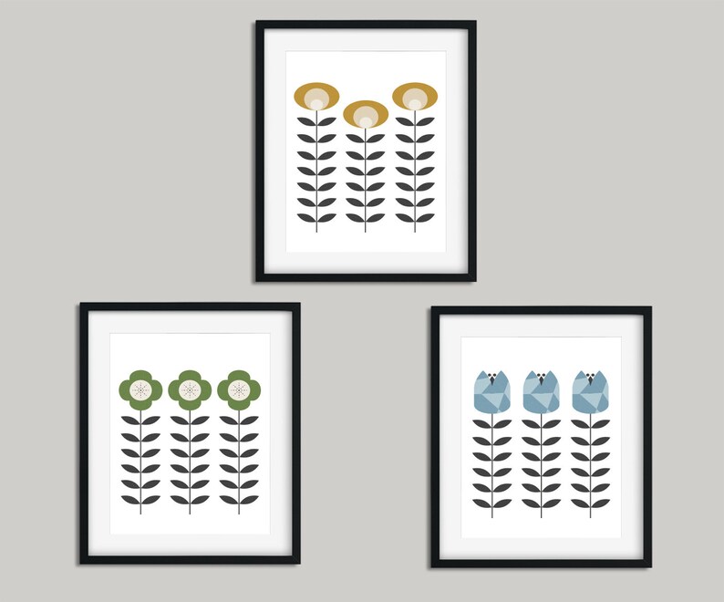 Set of Prints Wall Art Set Mid Century Modern Wall Art Etsy