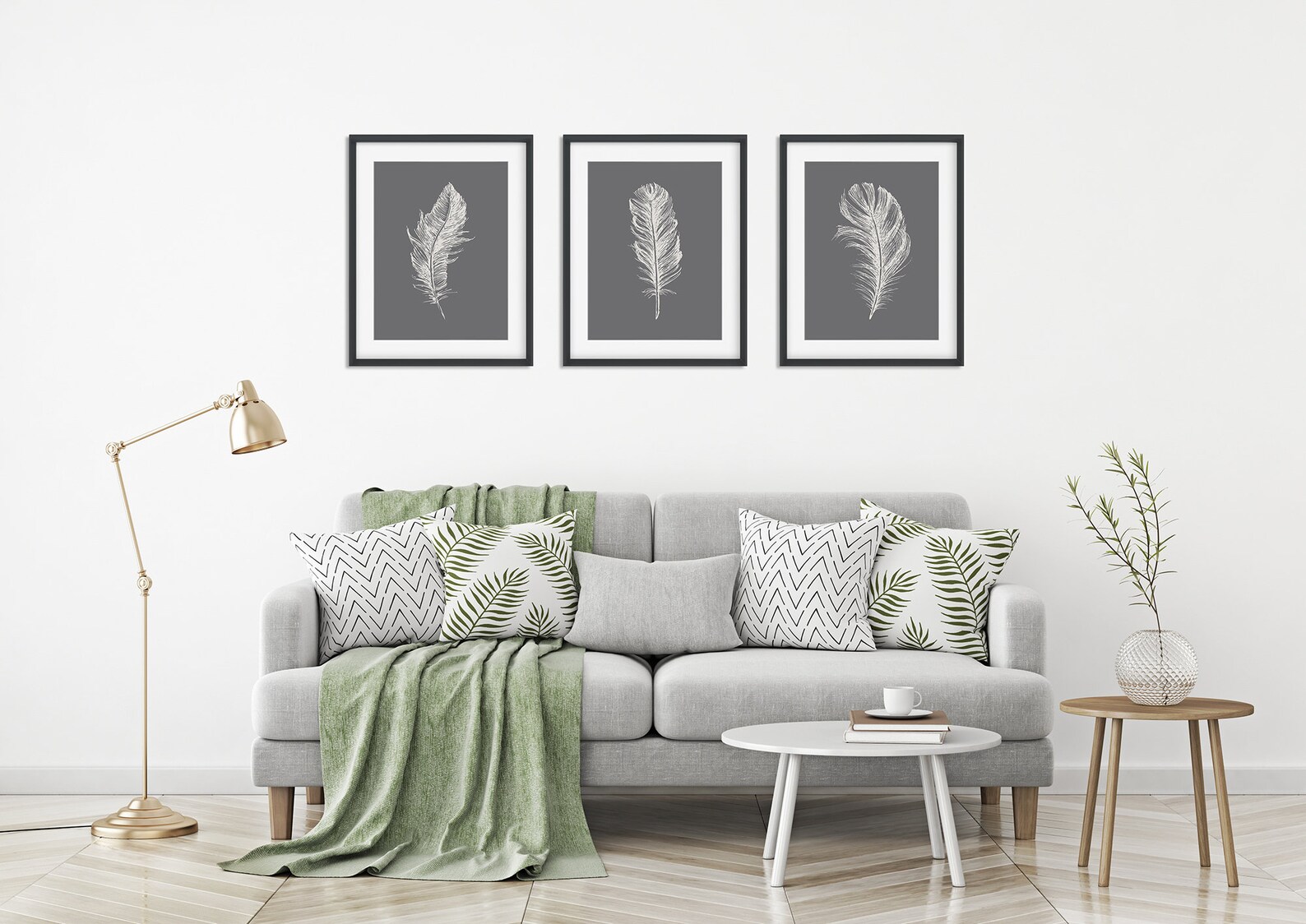 Wall Art Prints Grey Wall Art Feather Prints Set of Prints Etsy