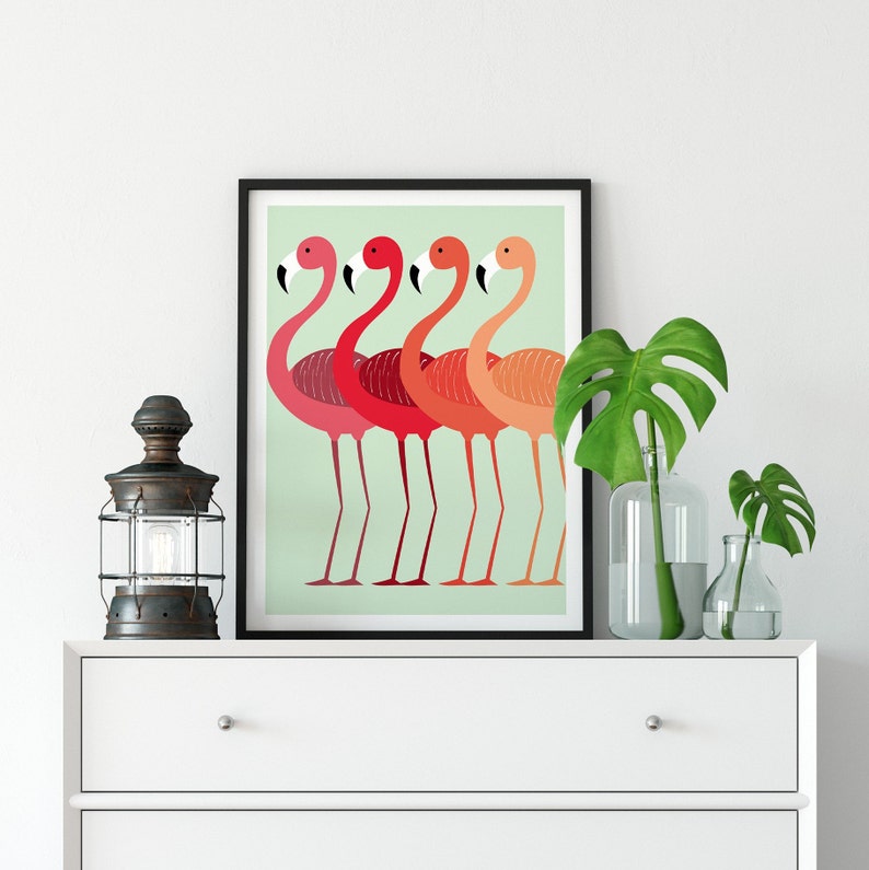 Wall Art Print, Flamingo Print, Flamingo Wall Art, Minimalist Print, Minimalist Art, Scandinavian Print, Wall Art, Flamingo Poster, Prints image 4