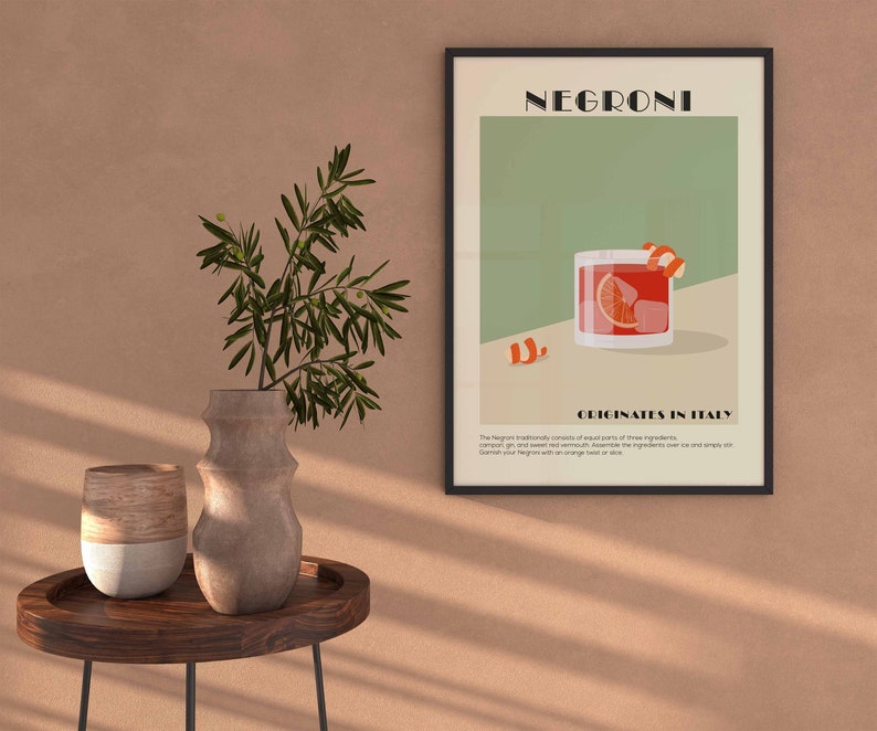 Negroni Druck, Cocktail Druck, Küchen Druck, Wand Kunst Druck, Küche Wand Kunst, Alkohol Druck, Cocktail Poster, Negroni, Cocktail Wand Kunst Bild 3