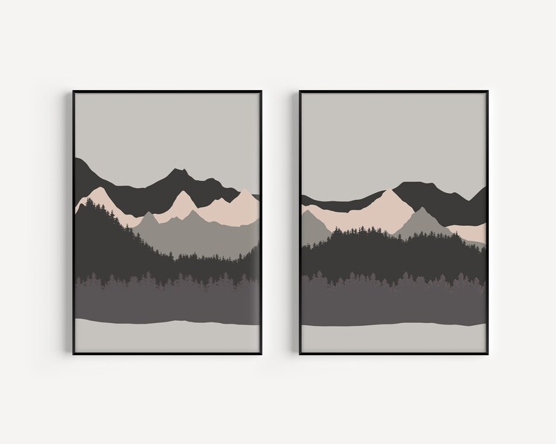 Landscape Prints Minimalist Prints Art Prints Set of Etsy