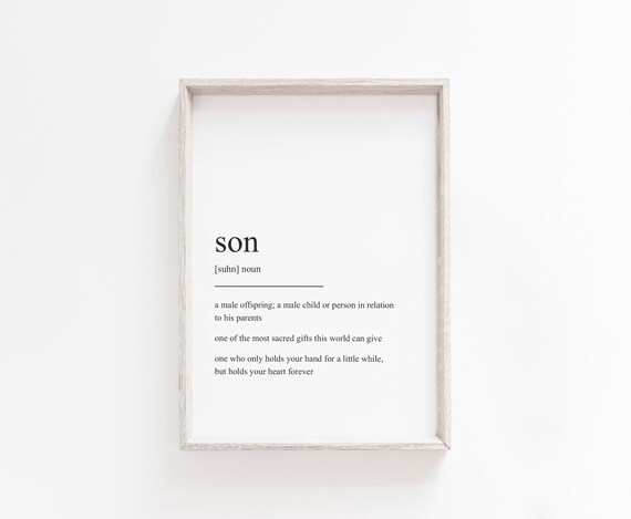 Son Definition Framed Wall Art Quotes Modern Art Print Quote Print Home Décor
