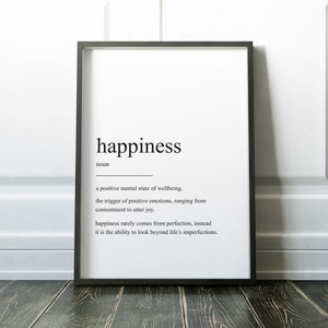 Happiness Definition Print, Quote Print, Definition Print, Happiness, Wall Art Print, Minimalist Print, Art Print, Happy Print, Definition