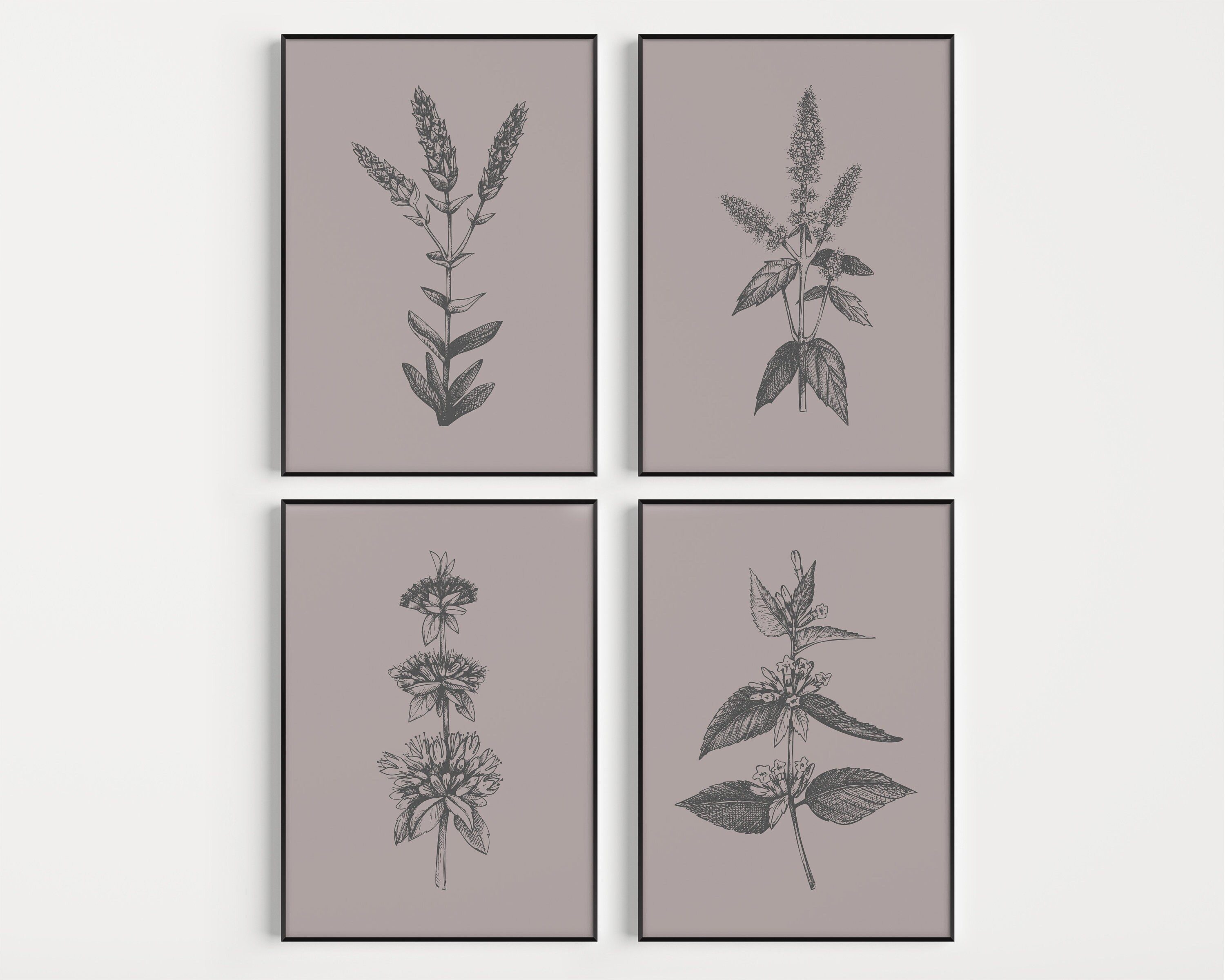 Set of Prints Botanical Wall Art Botanical Print Set Flower | Etsy