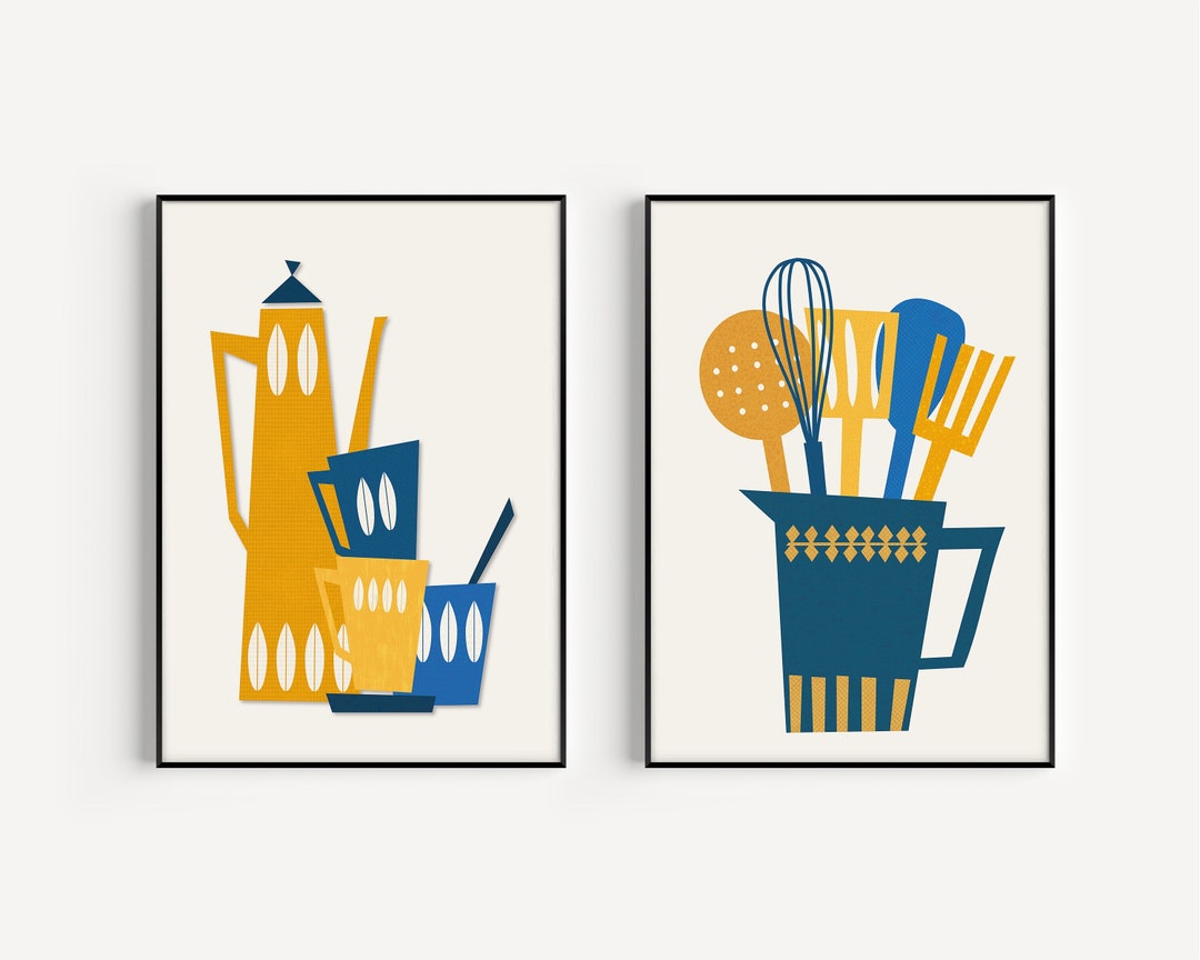 kitchen print set of 300+ prints kitchen wall art... Kitchen Print Set, Blue Kitchen Prints, Set of Prints, Prints, Blue ...