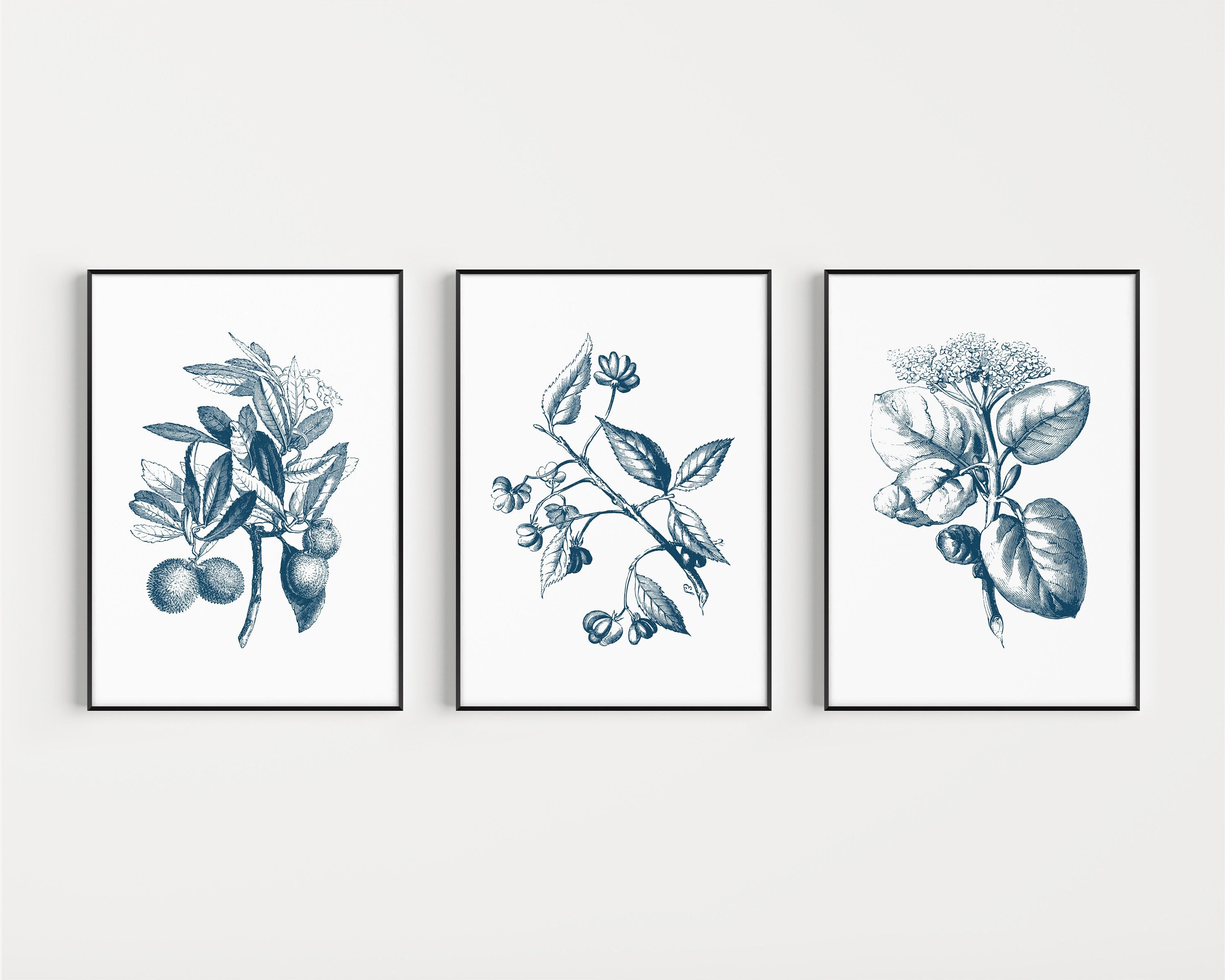 Set of Prints, Botanical Print Set, Wall Art Set, Botanical Wall Art ...