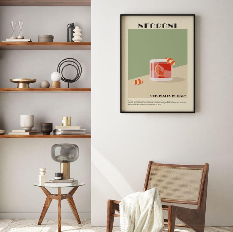 Negroni Druck, Cocktail Druck, Küchen Druck, Wand Kunst Druck, Küche Wand Kunst, Alkohol Druck, Cocktail Poster, Negroni, Cocktail Wand Kunst Bild 5