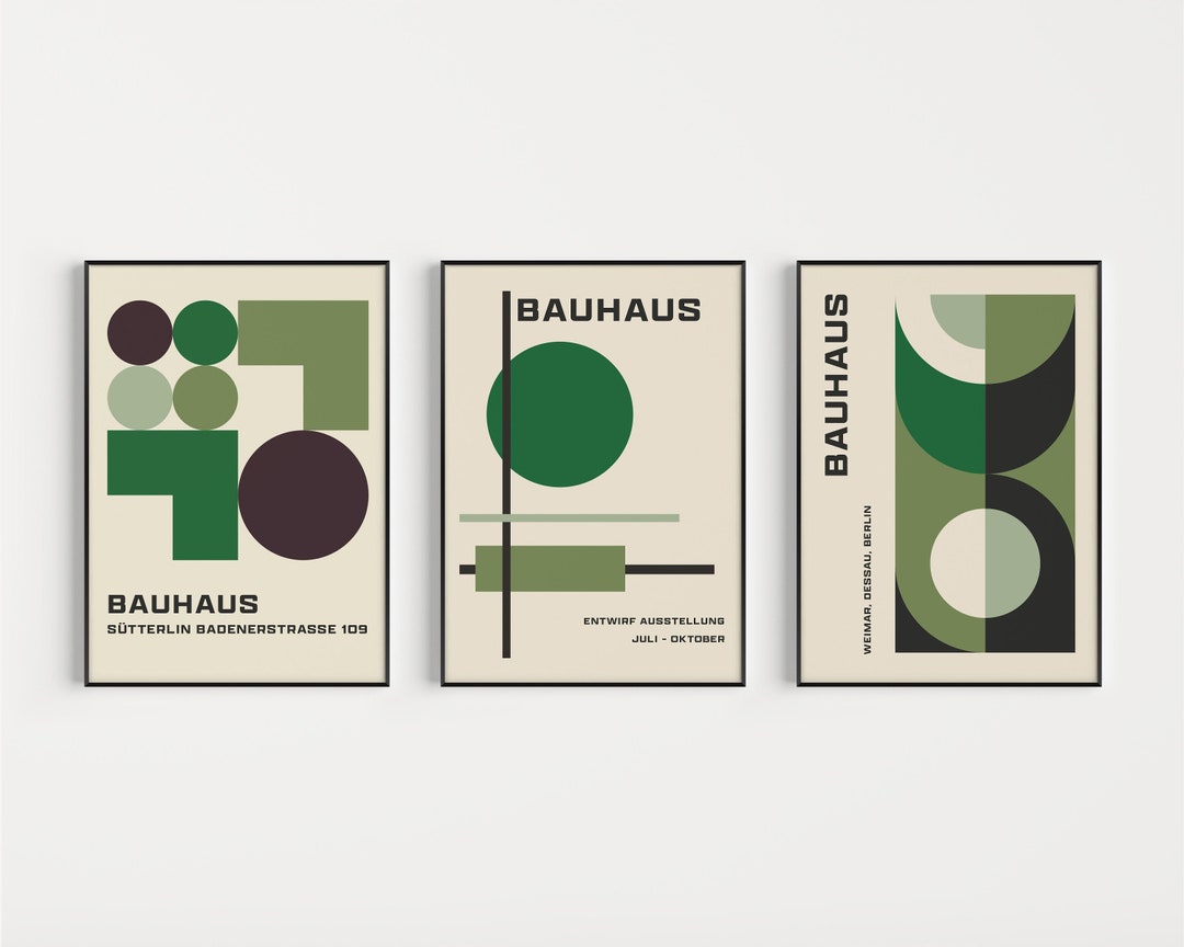 Mid Century Modern Prints, Set of 3 Prints, Bauhaus Prints, Wall Art ...