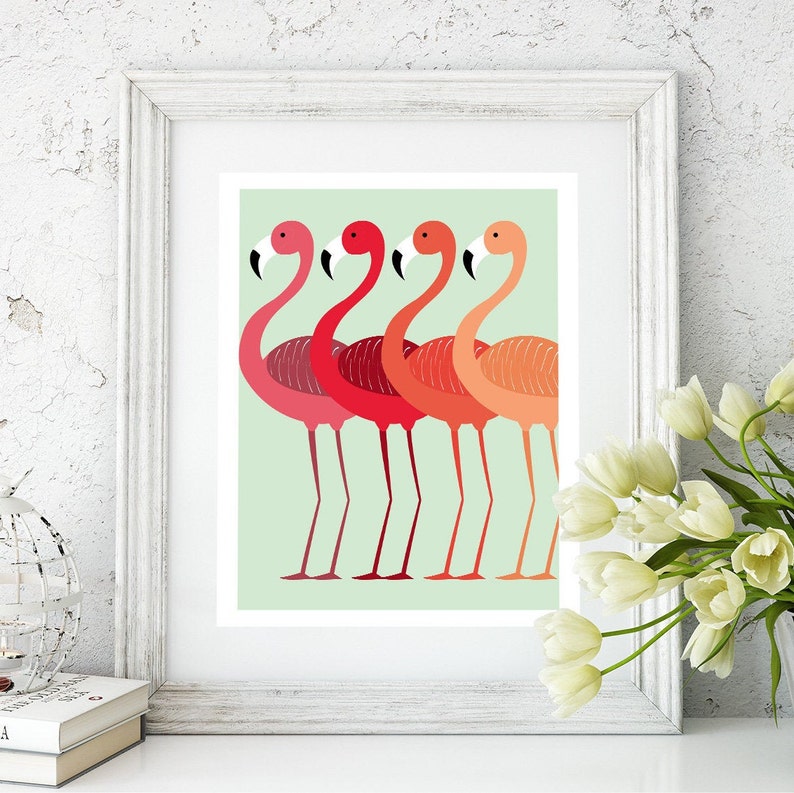 Wall Art Print, Flamingo Print, Flamingo Wall Art, Minimalist Print, Minimalist Art, Scandinavian Print, Wall Art, Flamingo Poster, Prints image 7