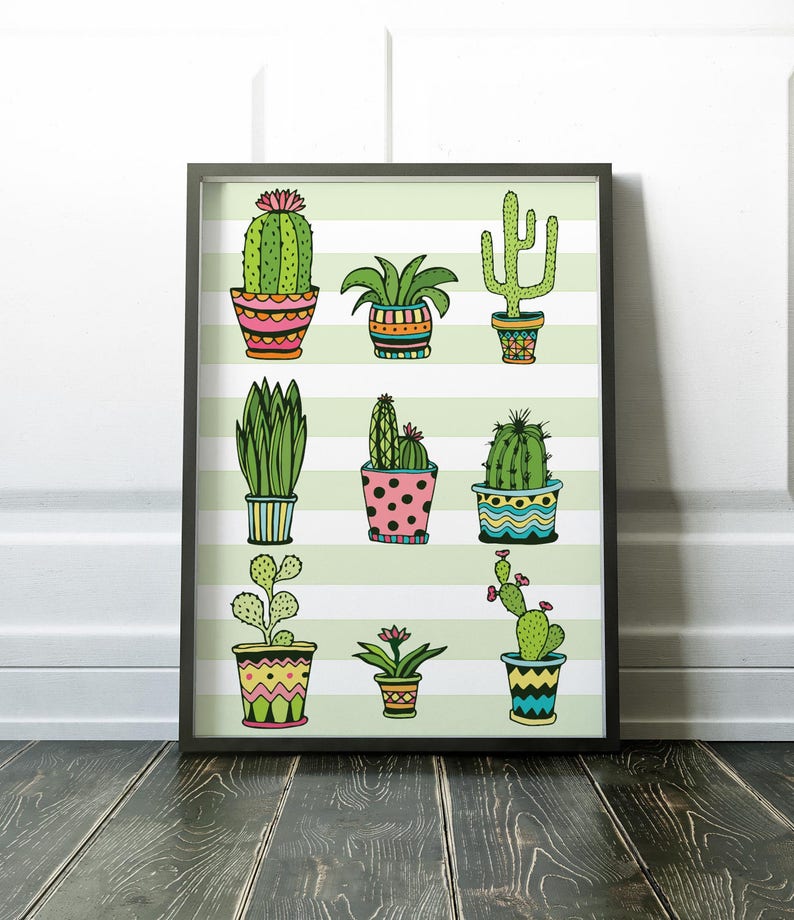 Cactus Print Wall Art Prints Minimalist Prints Nordic Etsy UK