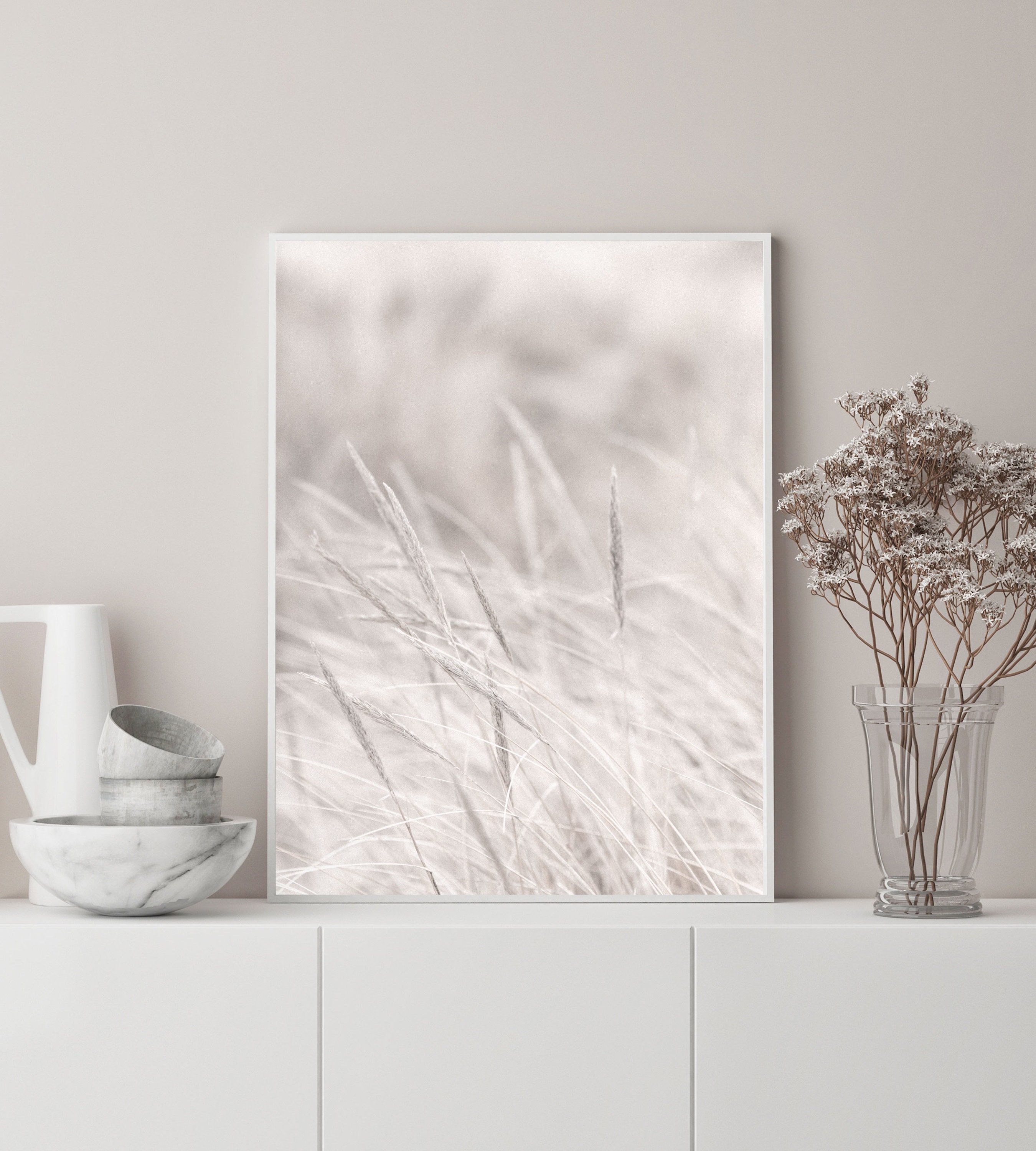 Wall Art Print Wall Art Dried Grass Print White Pampas Etsy UK