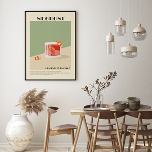 Negroni Druck, Cocktail Druck, Küchen Druck, Wand Kunst Druck, Küche Wand Kunst, Alkohol Druck, Cocktail Poster, Negroni, Cocktail Wand Kunst Bild 2