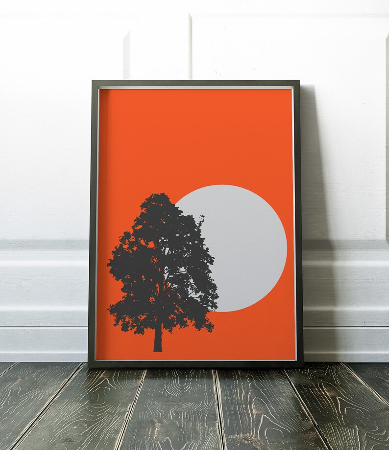 Wall Art Orange Print Tree Wall Art Orange Wall Art Etsy UK