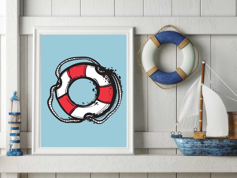 Bathroom Print Nautical Print Wall Art Nautical Wall Art | Etsy