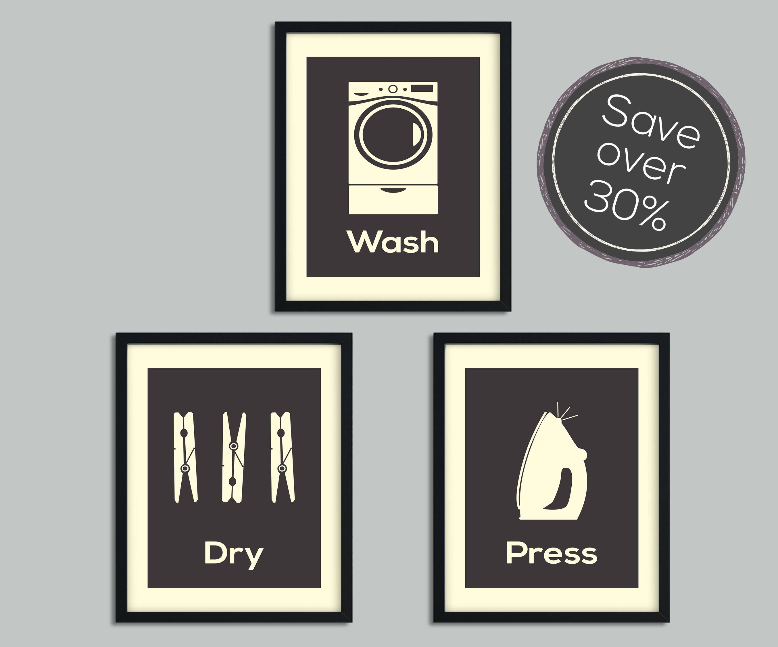 Laundry Print Set Laundry Prints Wall Art Prints Set of Etsy