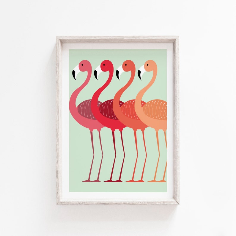 Wall Art Print, Flamingo Print, Flamingo Wall Art, Minimalist Print, Minimalist Art, Scandinavian Print, Wall Art, Flamingo Poster, Prints image 6