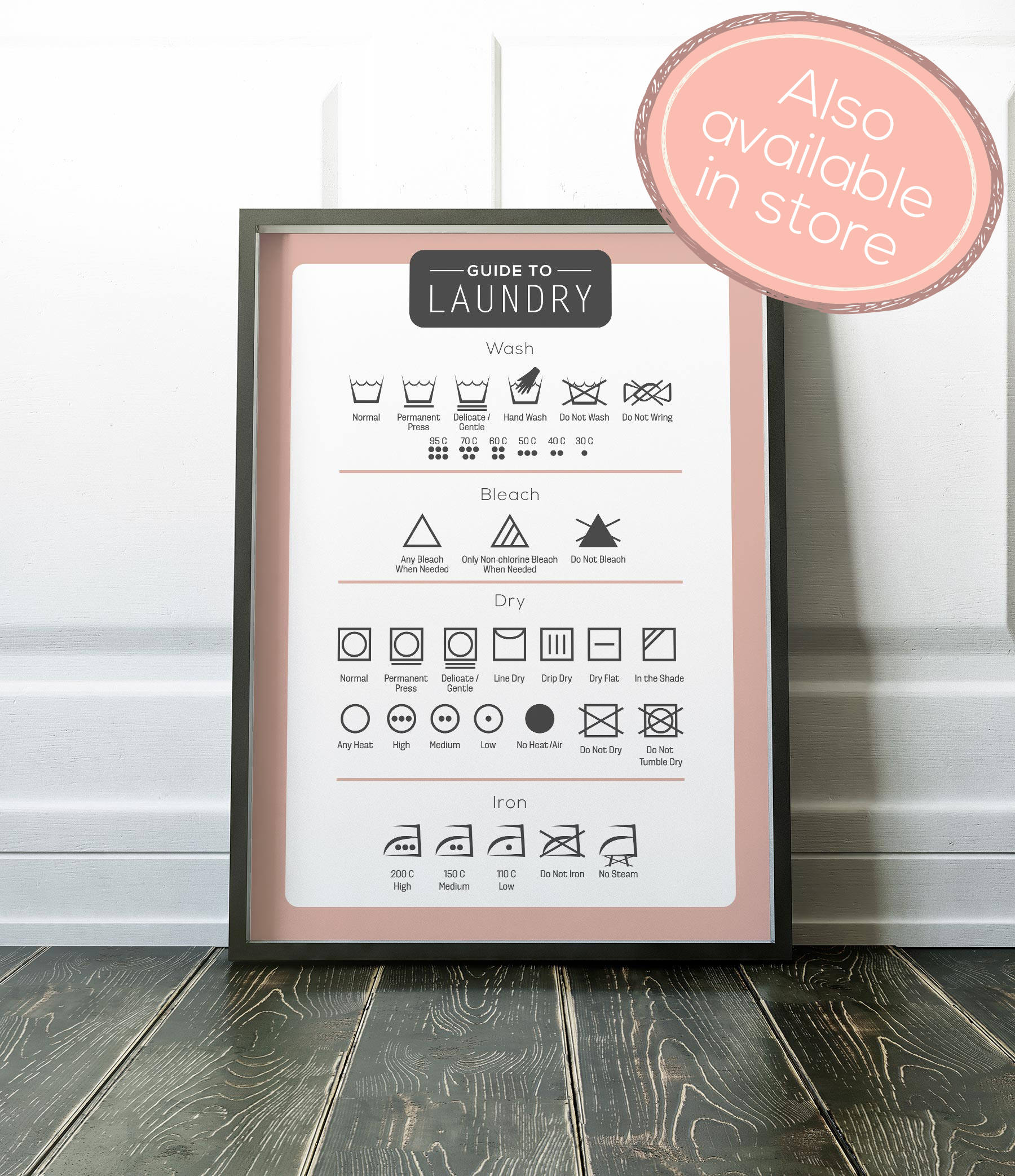 Laundry Print, Wall Art, Laundry Wall Art, Laundry Guide Print, Utility ...