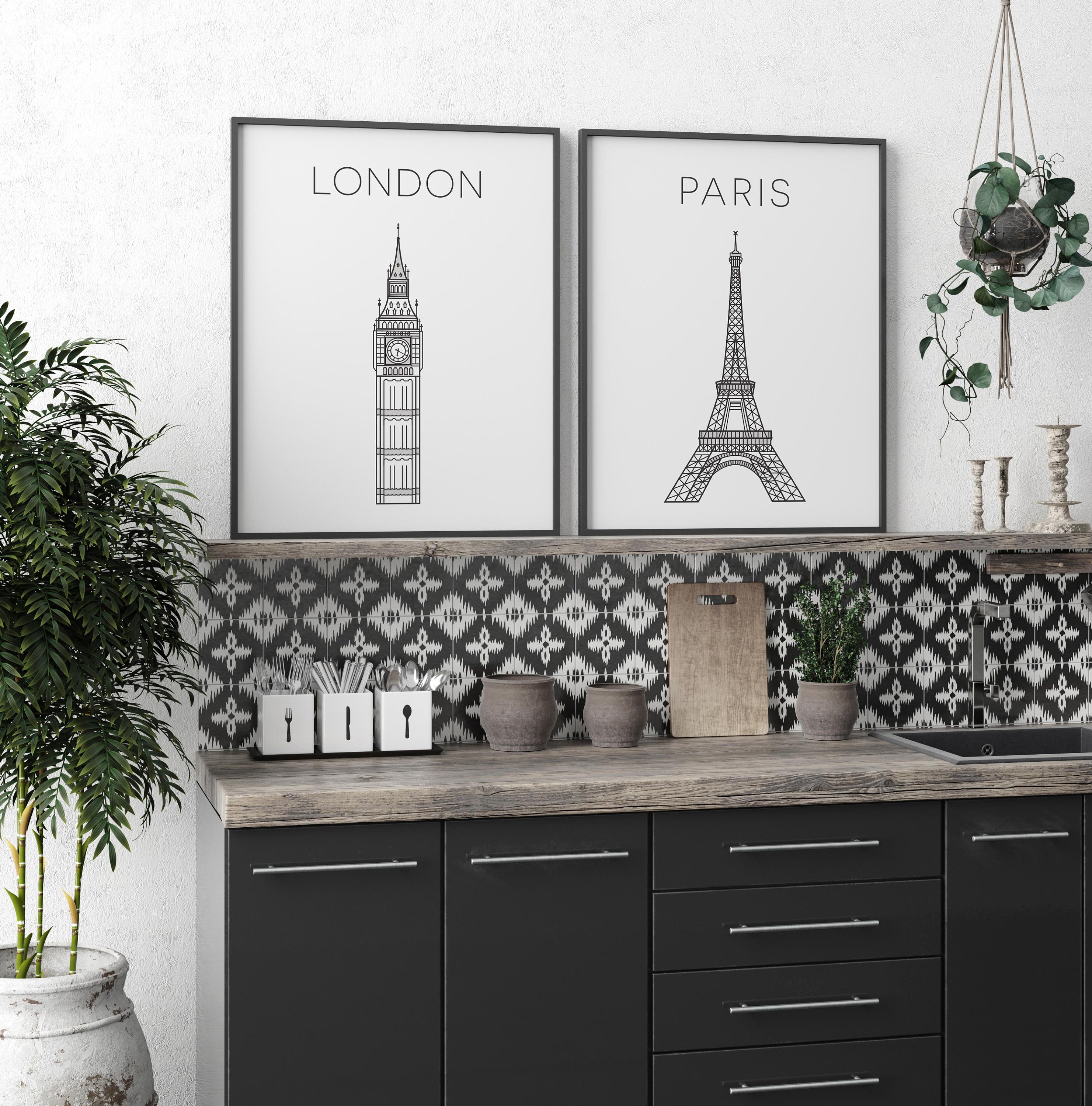 Wall Art Set Travel Wall Art Set of Prints Wall Art Black Etsy UK