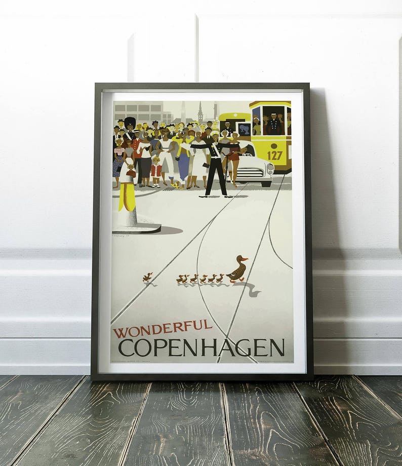 Cartel de Copenhague, Impresión de Copenhague, Impresiones de arte de pared, Cartel de viaje vintage, Impresión de viaje, Copenhague, Arte de pared, Cartel de viaje, Arte, Impresiones imagen 6
