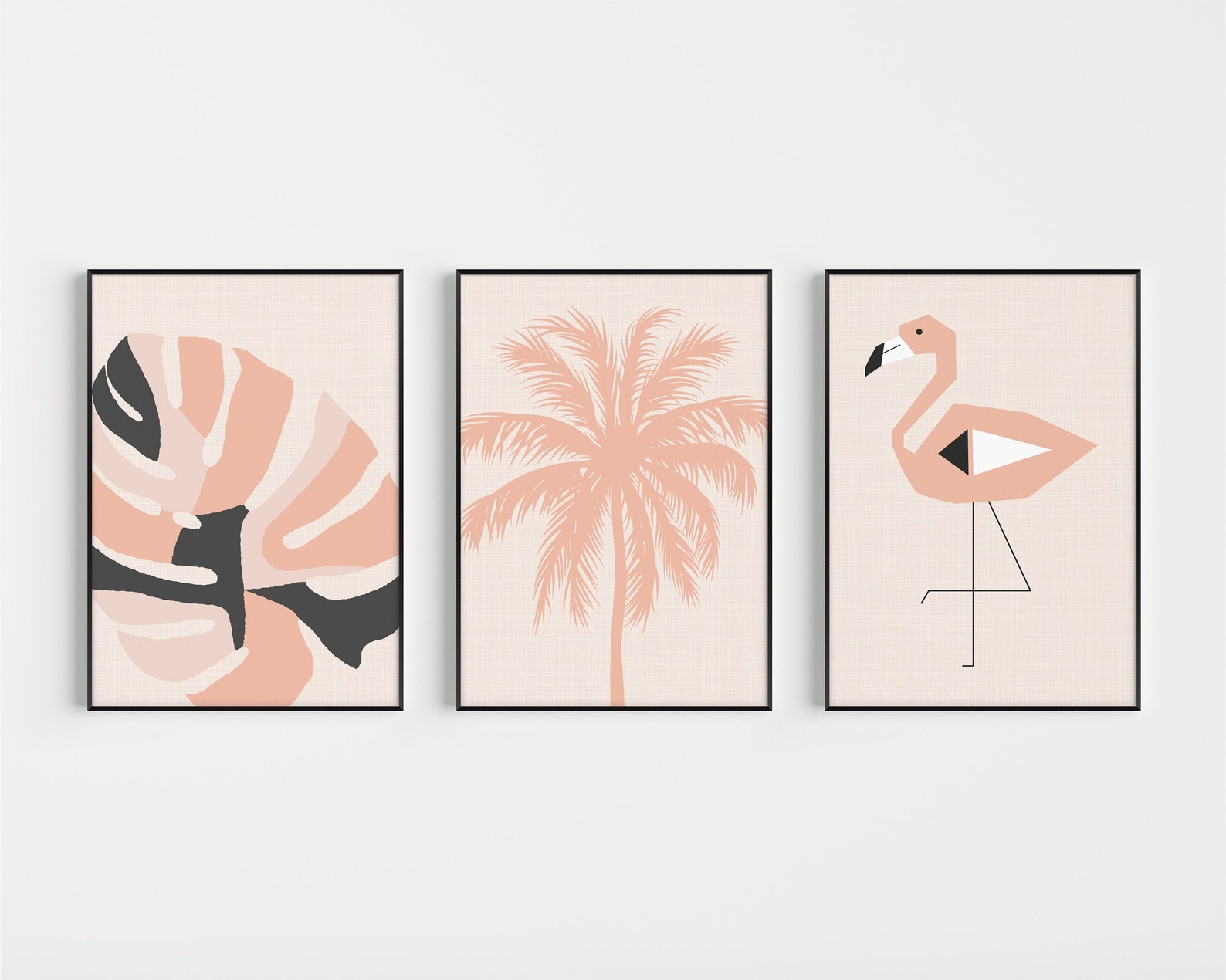 Wall Art Set Pink Wall Art Set of Prints Tropical Wall Art Etsy