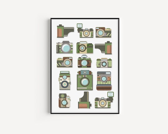 Retro Print, Wall Art, Camera Print, Green, Art Print, Wall Art Print, Fine Art Print, Retro Camera, Prints, Retro Poster, Retro Wall Art