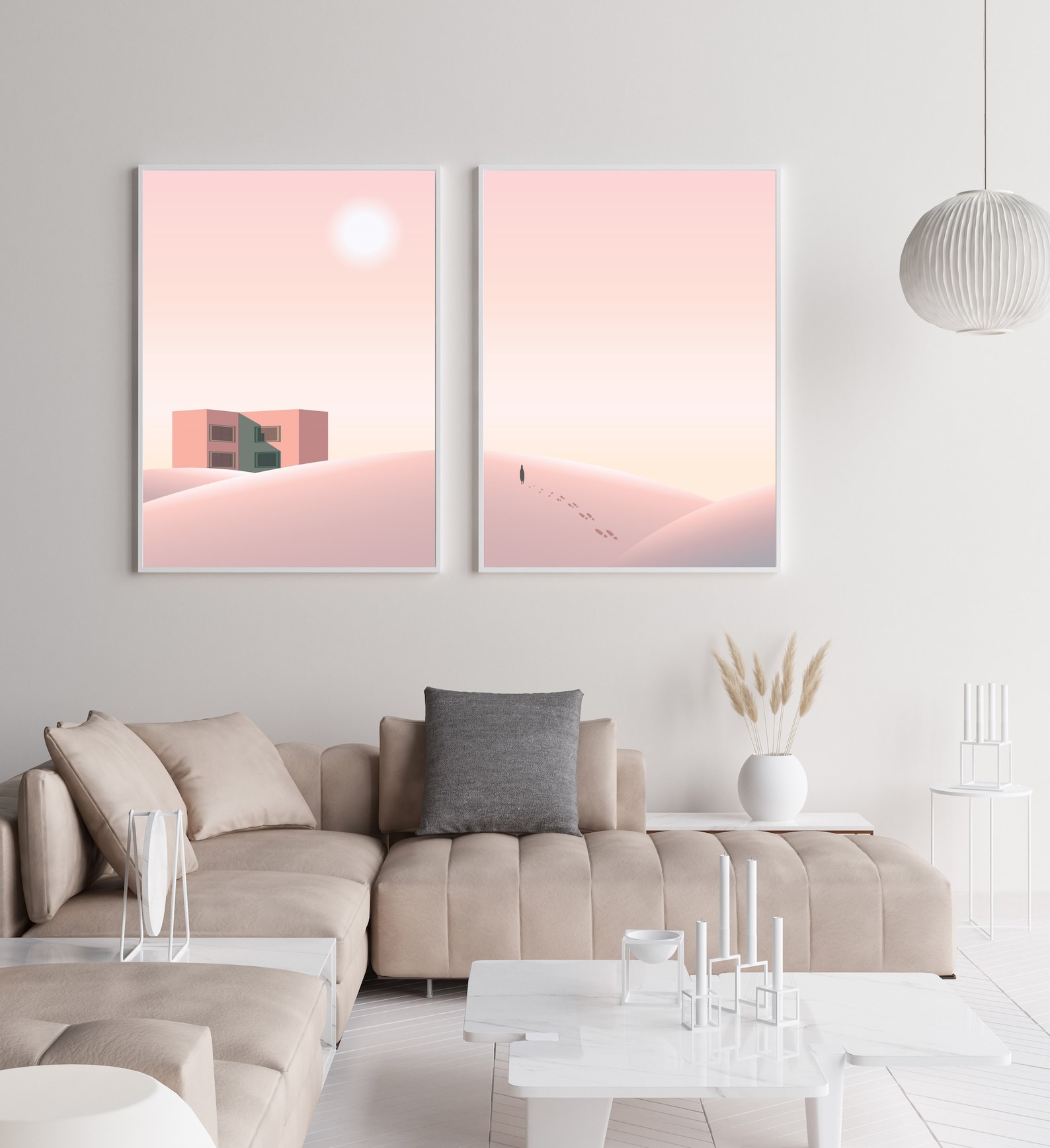 Wall Art Set, Pink Prints, Pink Wall Art, Set of Pink Prints ...
