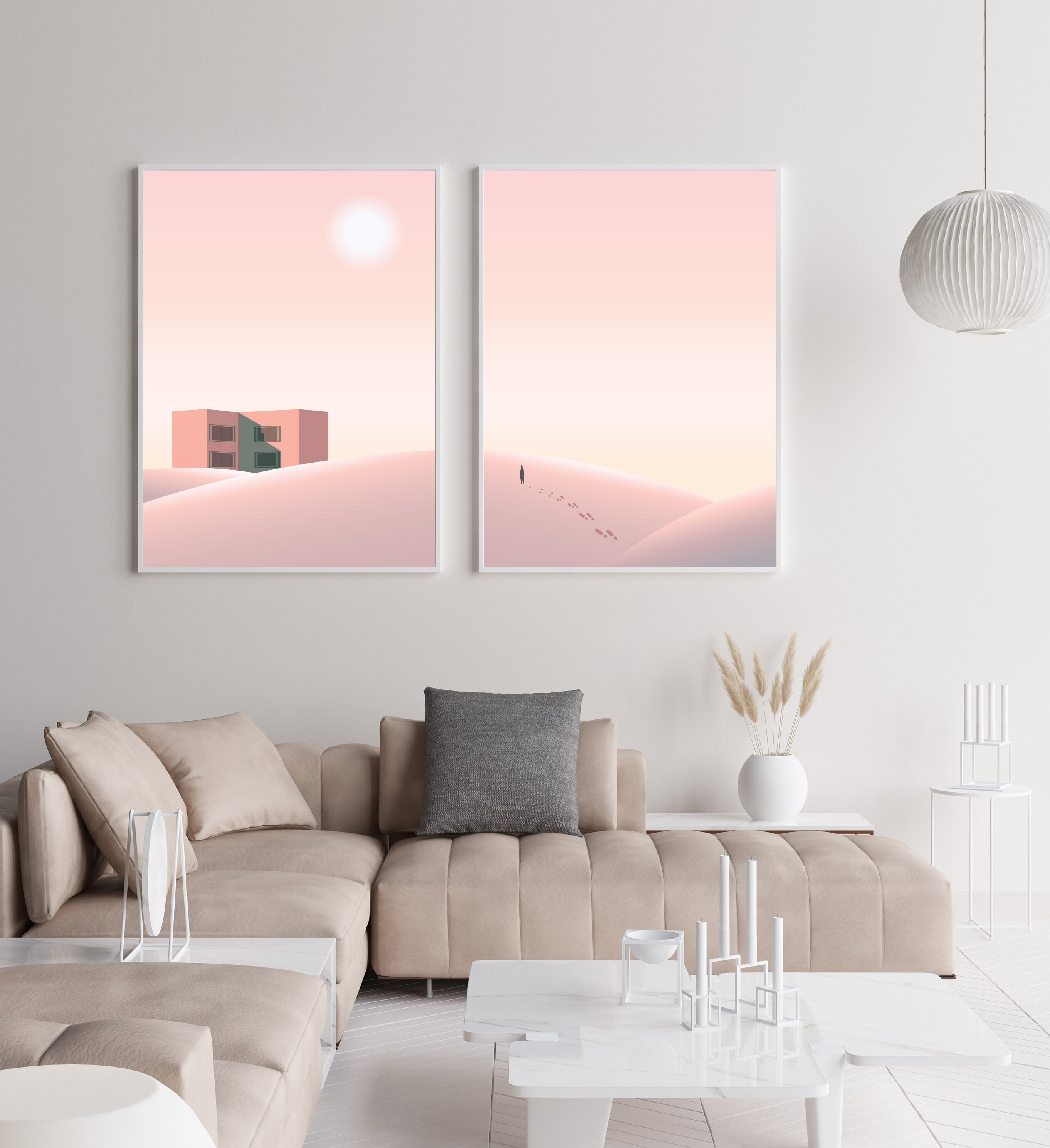 Wall Art Set Pink Prints Pink Wall Art Set of Pink Prints Etsy UK