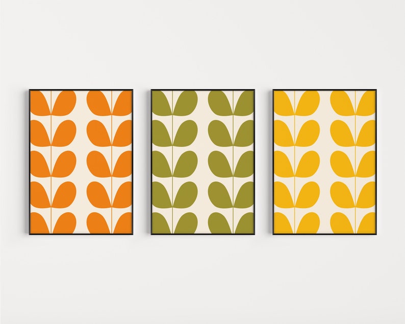 Mid Century Modern Set of Prints Mid Century Wall Art Set Etsy