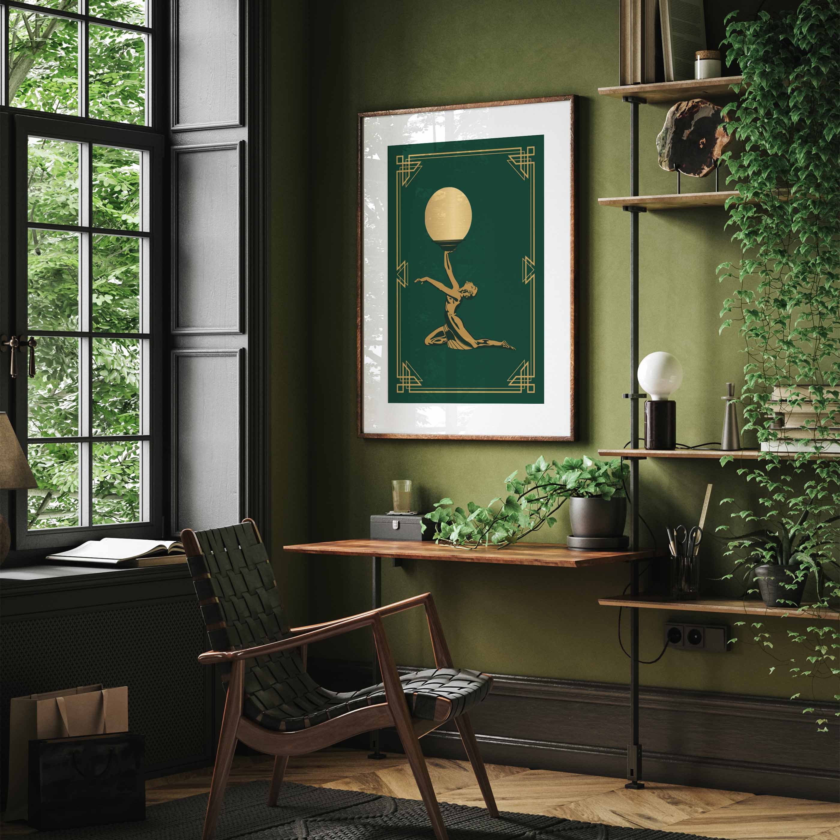 Art Deco Print Green Gold Art Deco Wall Art Green Print Etsy UK