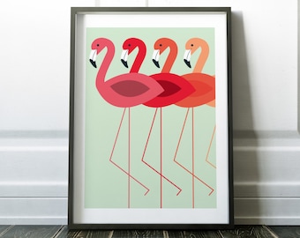 Wall Art Print, Flamingo Print, Flamingo Wall Art, Minimalist Print, Minimalist Art, Scandinavian Print, Wall Art, Flamingo Poster, Prints