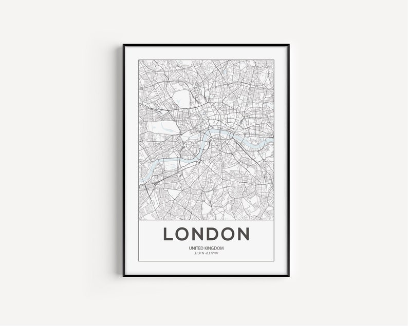 London Map Print Wall Art London Print London Map Poster Etsy