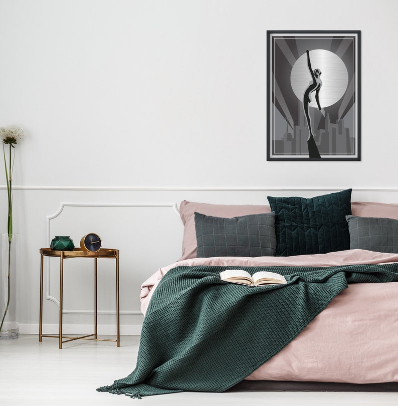Art Deco Print Art Deco Wall Art Black Silver Print Art Etsy