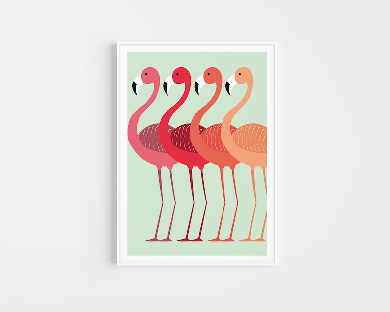 Wall Art Print, Flamingo Print, Flamingo Wall Art, Minimalist Print, Minimalist Art, Scandinavian Print, Wall Art, Flamingo Poster, Prints image 1