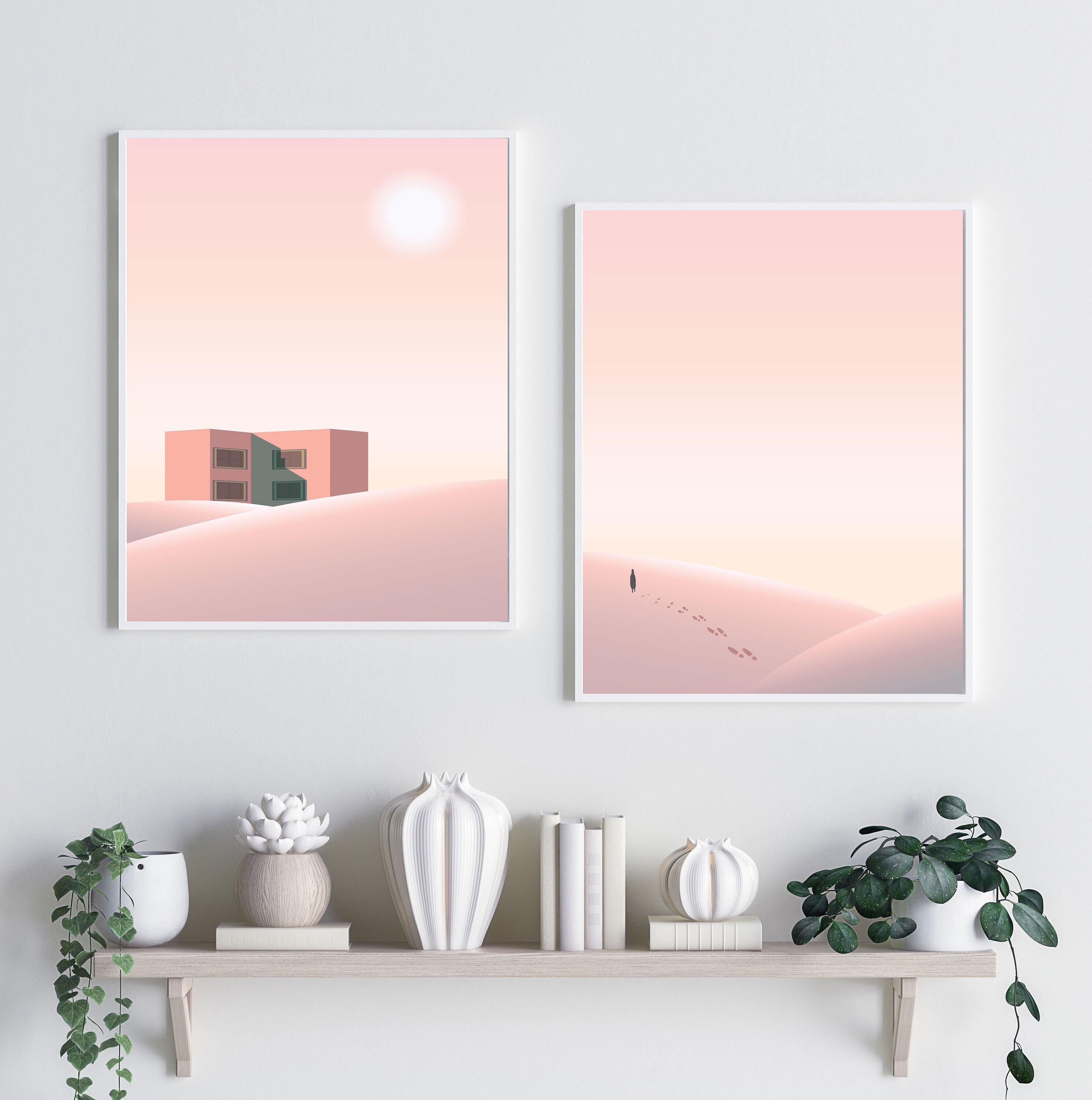 Wall Art Set Pink Prints Pink Wall Art Set of Pink Prints Etsy UK