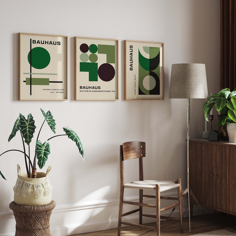 Mid Century Modern Prints Set of Prints Bauhaus Prints Wall Etsy UK