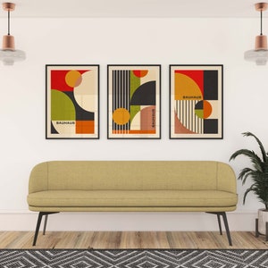 Mid Century Modern Prints, Set of 3 Prints, Bauhaus Prints, Wall Art Print, Bauhaus, Bauhaus Wall Art, Bauhaus Posters, Wall Art Print Set image 3