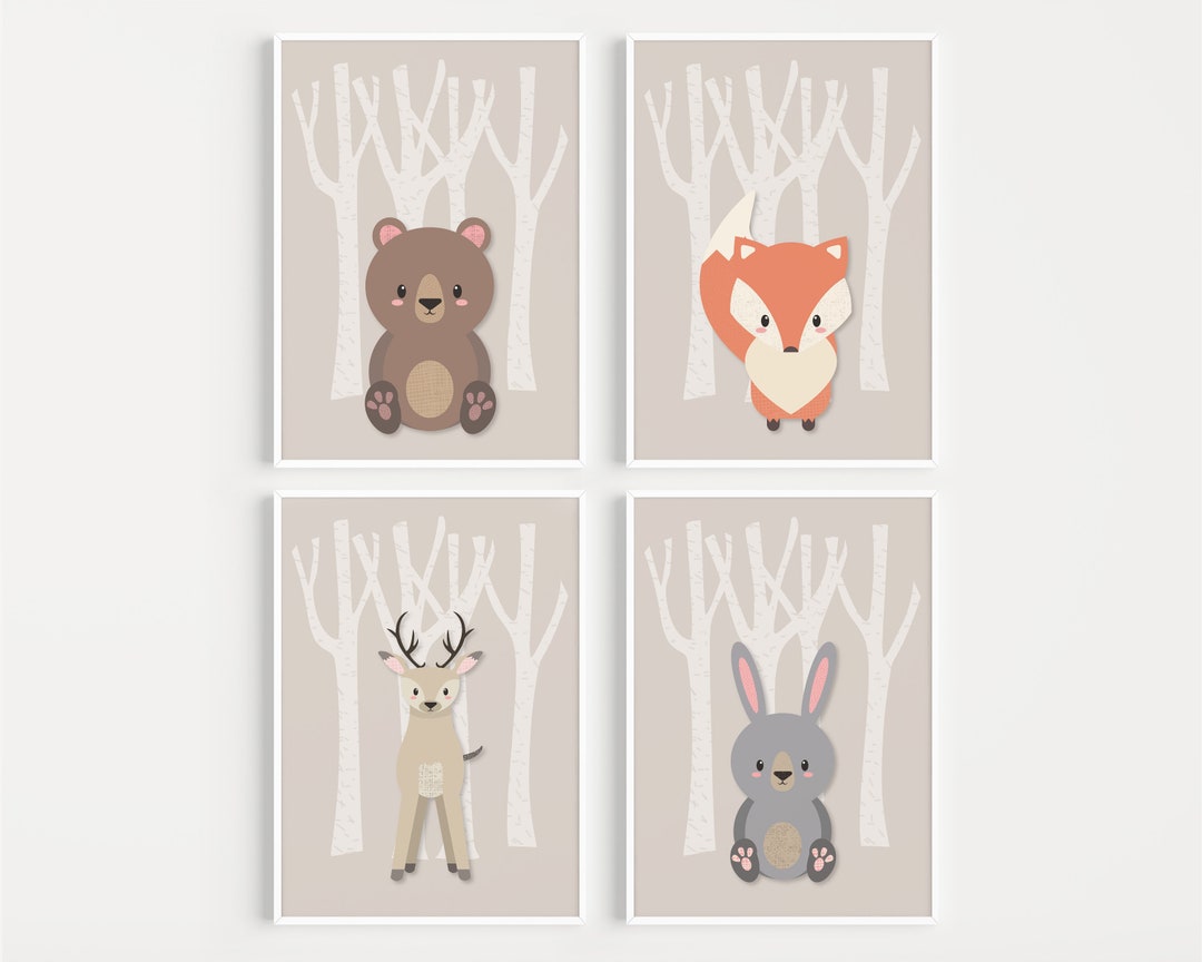 Nursery Wall Art, Nursery Prints, Set of Nursery Prints, Wall Art Prints, Nursery Art, Woodland ...