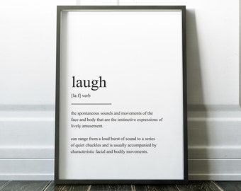 Laugh Definition Print, Wall Art Prints, Quote Print, Wall Art, Minimalist, Minimalist Print, Modern Art, Positivity Print, Definition, Art