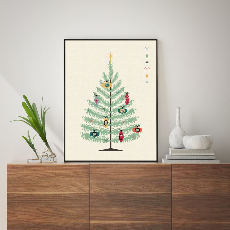 Mid Century Modern, Christmas Print, Mid Century Christmas, Christmas, Prints, Xmas Art Print, Mid Century Print, Wall Art Print, Art Prints image 4