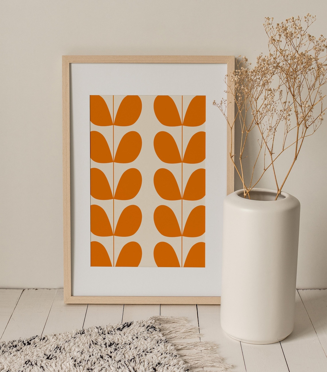 wall art orange mid century modern
