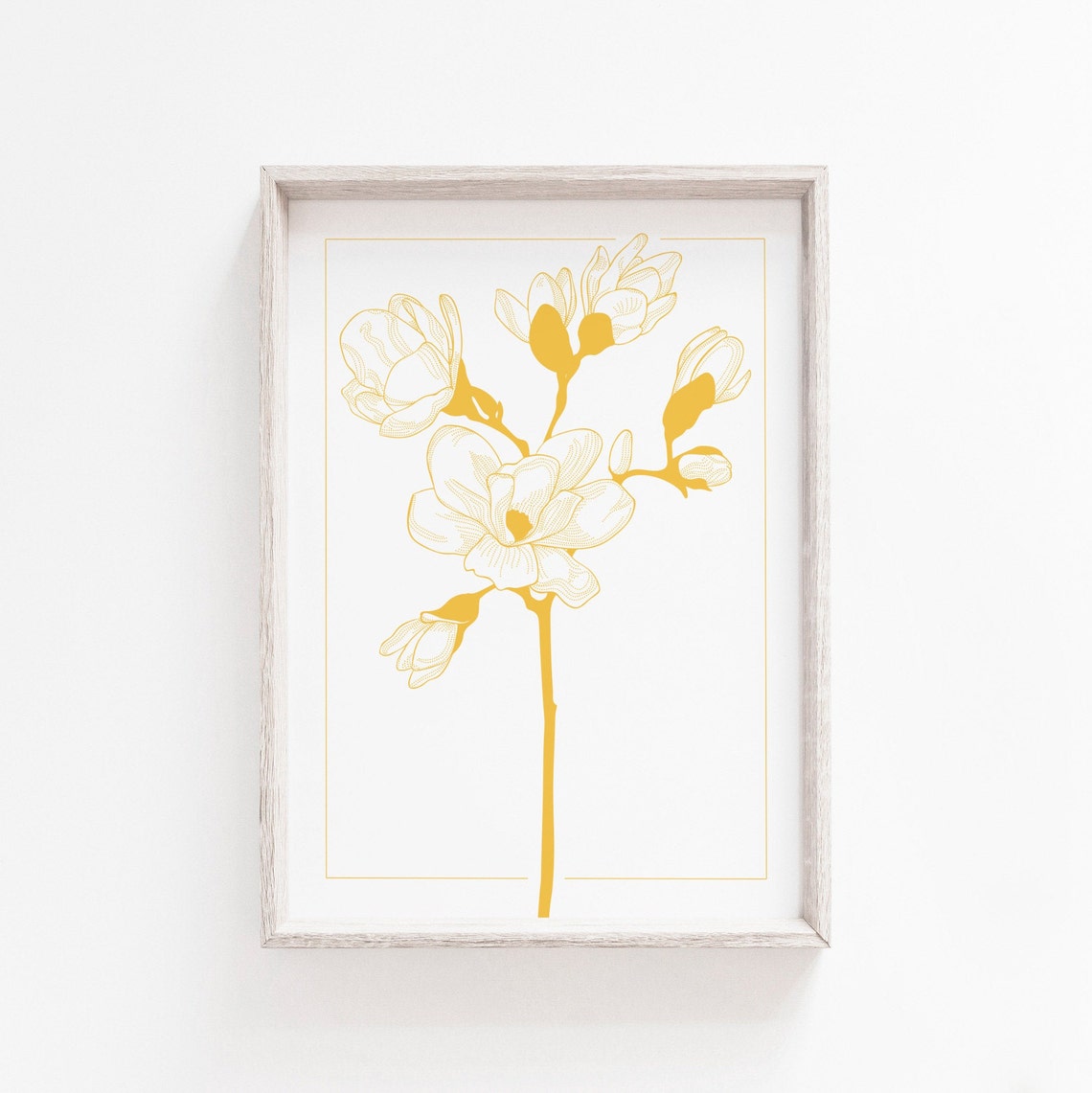 Set of Prints, Yellow Print Set, Wall Art Set, Yellow Prints, Flower ...