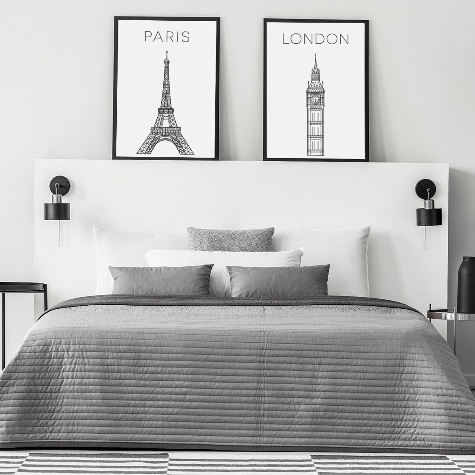 Wall Art Set Travel Wall Art Set of Prints Wall Art Black Etsy UK