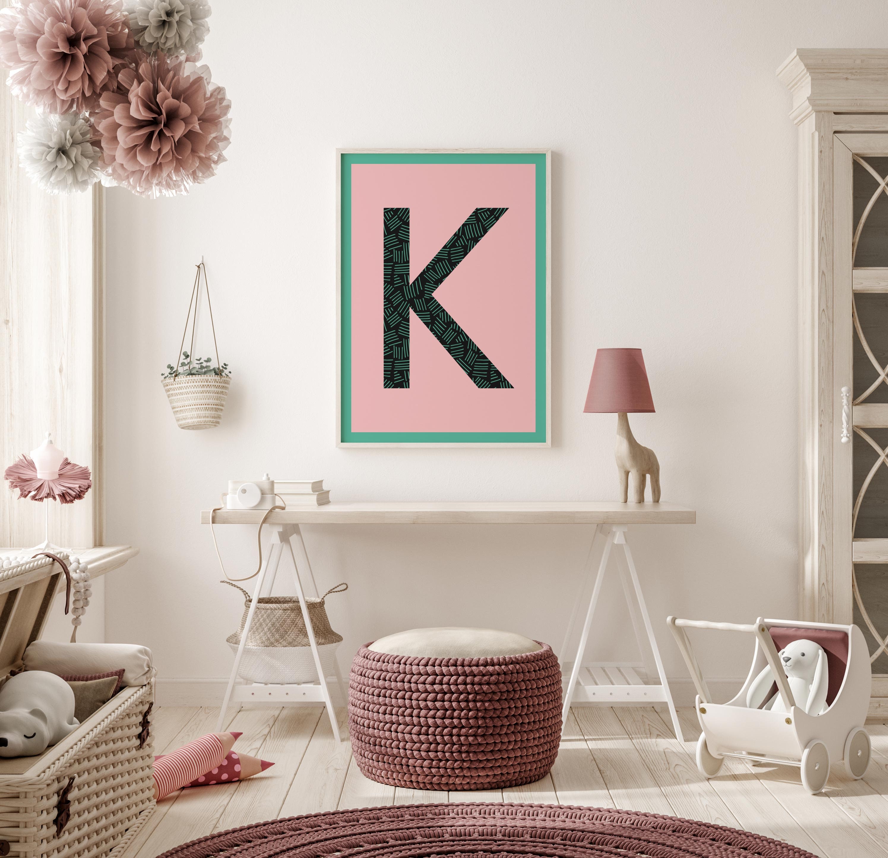 Kids Print Initial Print Nursery Wall Art Name Print Print Etsy UK