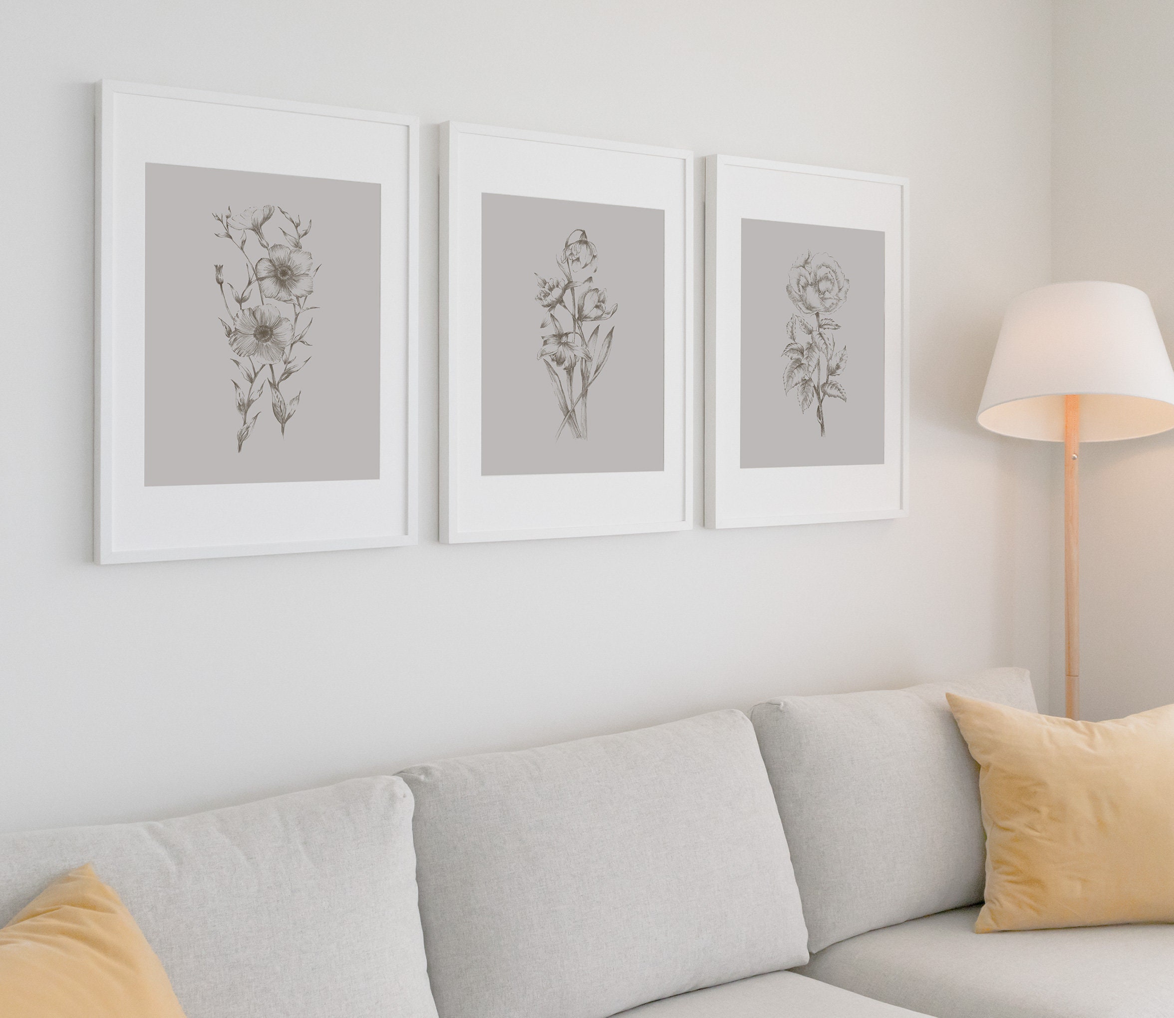 Set of Prints Grey Print Set Wall Art Set Grey Prints | Etsy