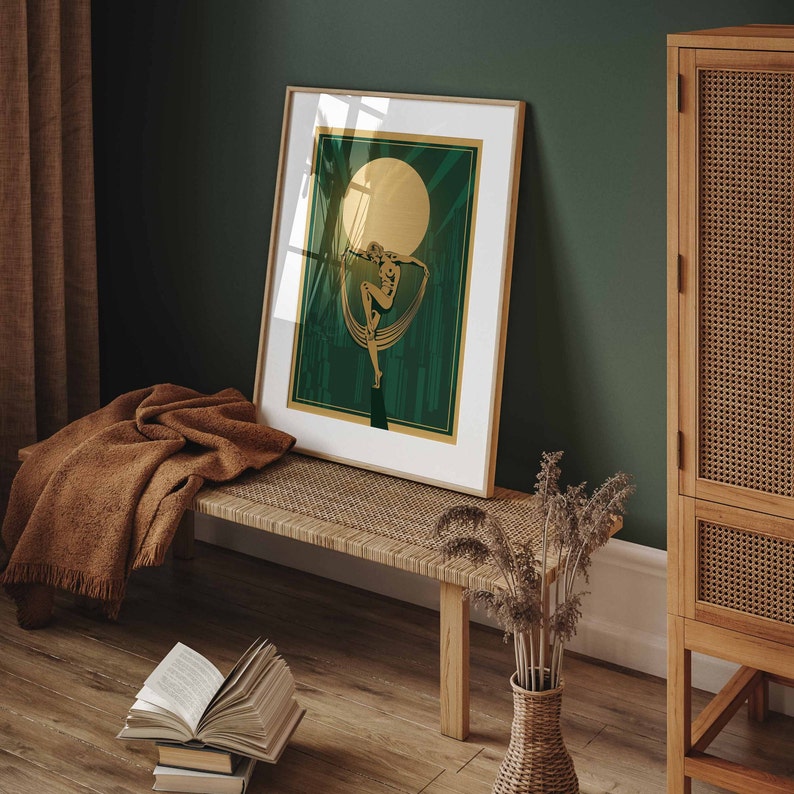 Art Deco Prints, Set of 3 Prints, Green Art Deco, Art Deco Poster, Art